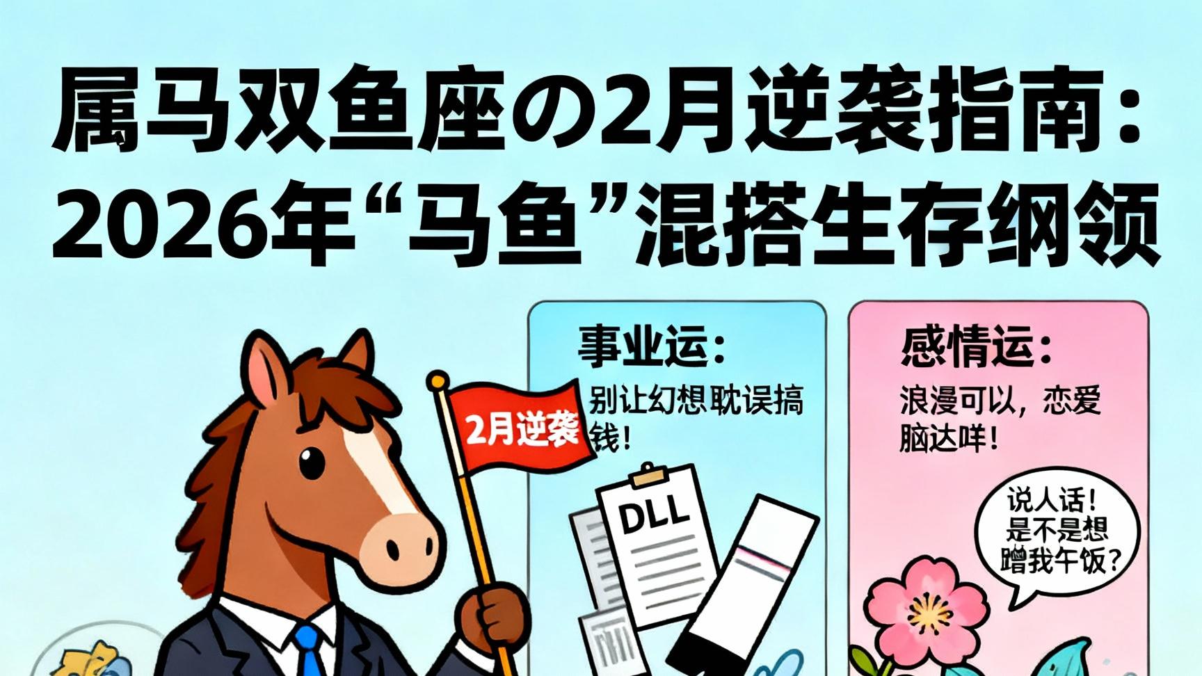 论玄开运之属马双鱼座女生の2月逆袭指南：2026年“马鱼”混搭生存纲领