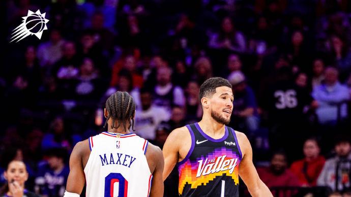 太阳3连胜反超湖人，跻身西部前六！布克27分，76人3人空砍20+