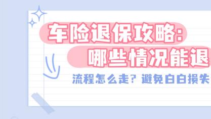 车险退保攻略：哪些情况能退？流程怎么走？避免白白损失保费
