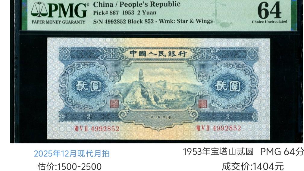 估价2500！这种1953年的“2元纸币”，旧的也值钱！