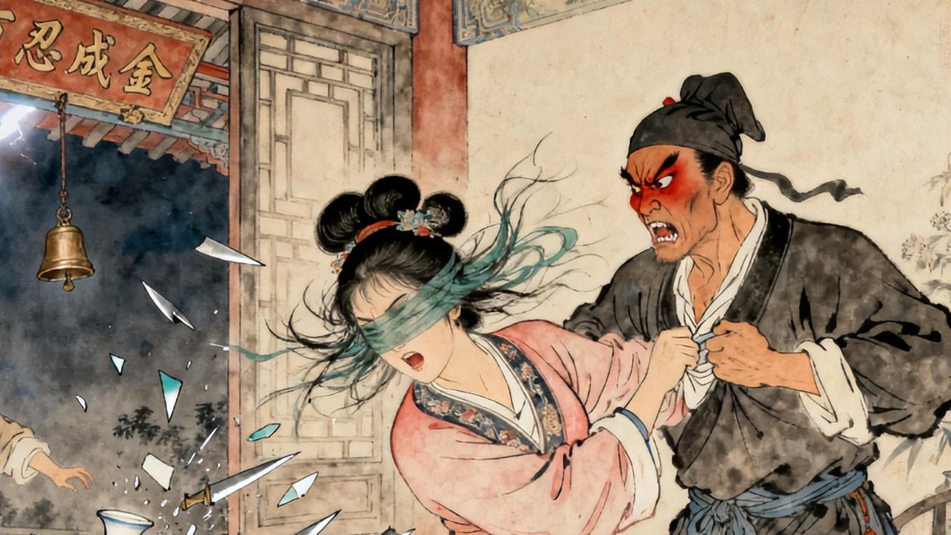 男子贪淫，对丫鬟强行占有，妻子怒骂：活该你当个王八！