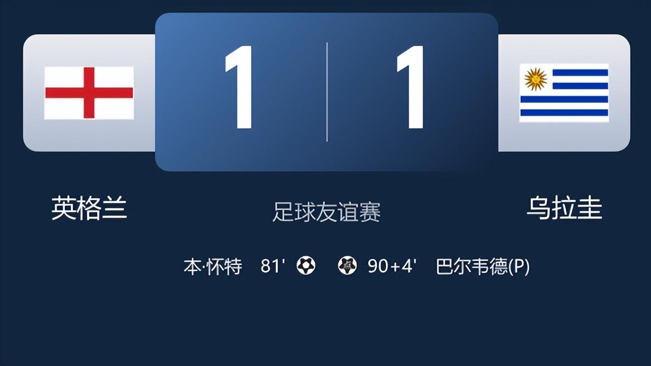 英格兰1比1乌拉圭，练兵战暴露不足，本怀特进球加送点难堪大任