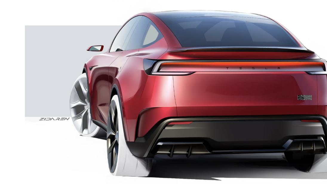 特斯拉Model Y高性能版设计手稿曝光！碳纤维尾翼太帅