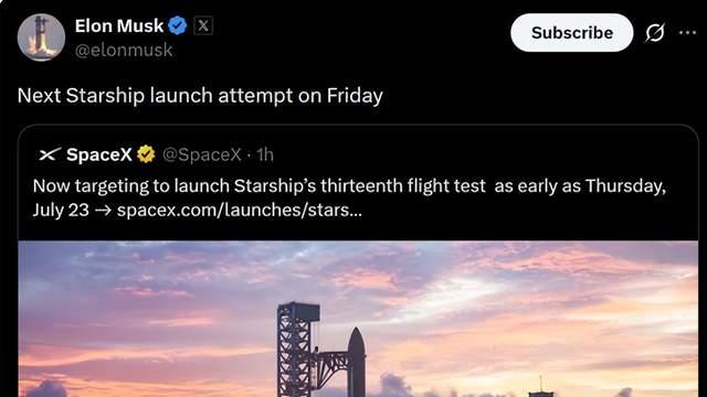 星舰上市后首飞临时叫停，SpaceX调整窗口至7月23日再战