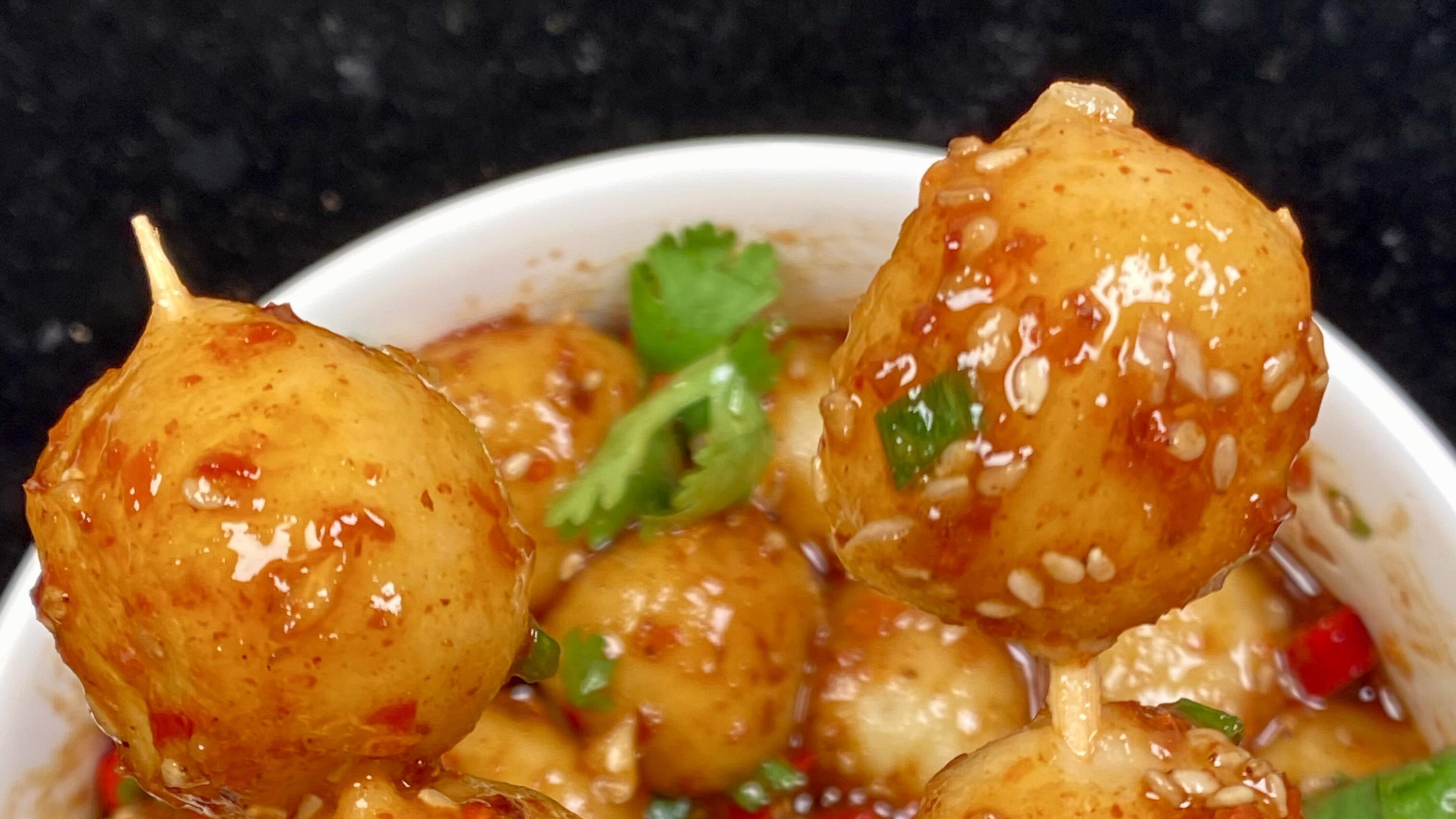 酸辣土豆丸子这样敏真的太好吃了！