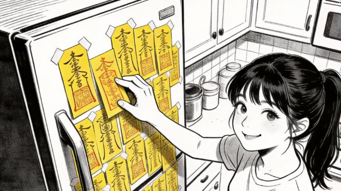 婆婆说冰箱贴太多影响运势，我贴满了她推荐的辟邪符