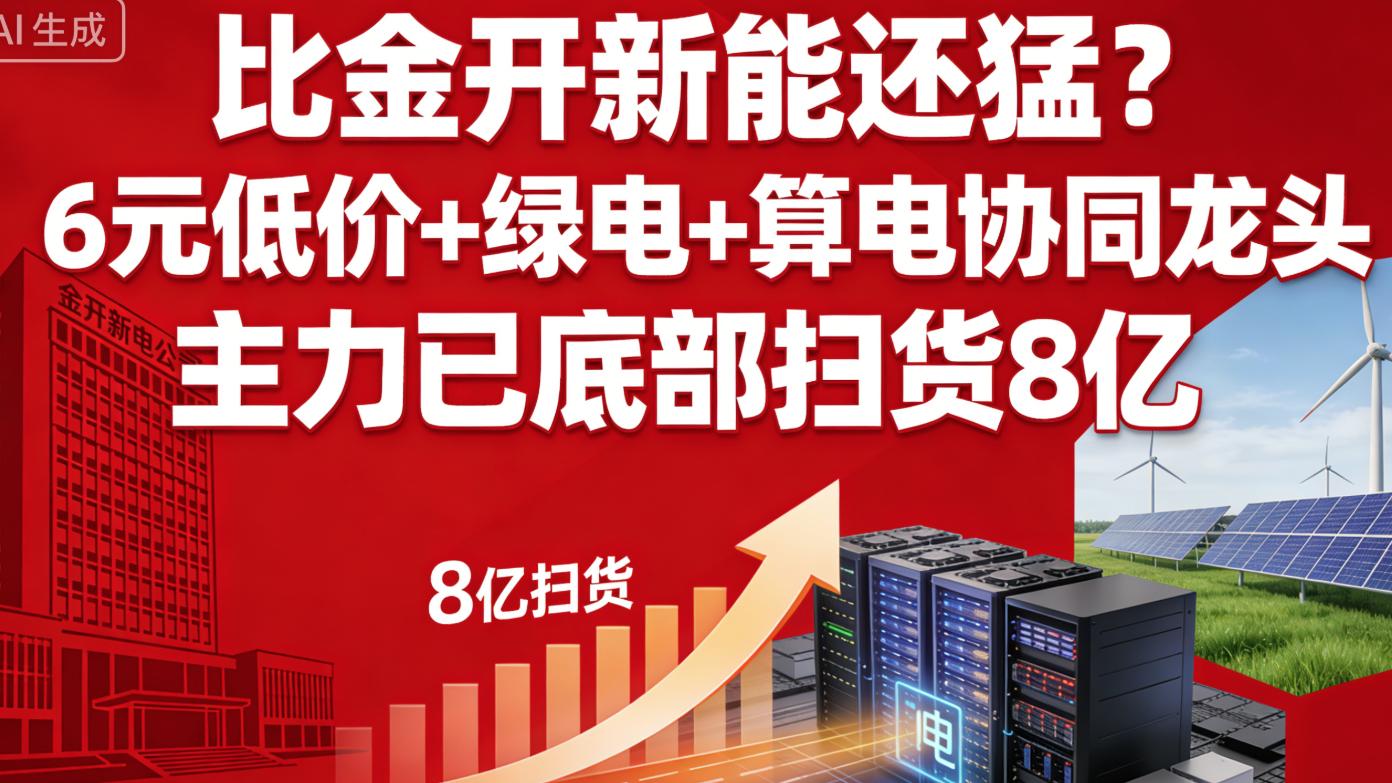 比金开新能还猛？6元低价+绿电+算电协同龙头  主力已扫货8亿