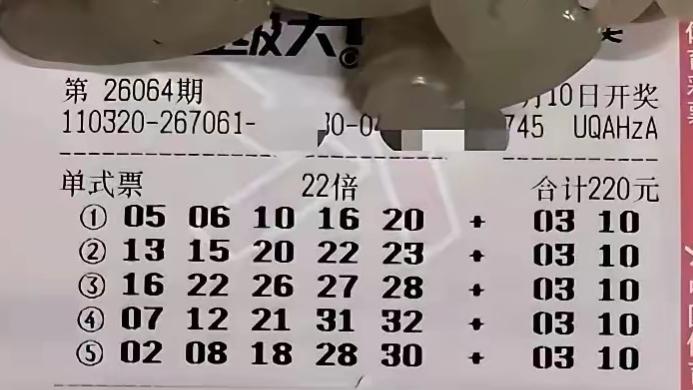 大乐透26064期晒票汇总，单注22倍和12+4复式，理性欣赏迎好运
