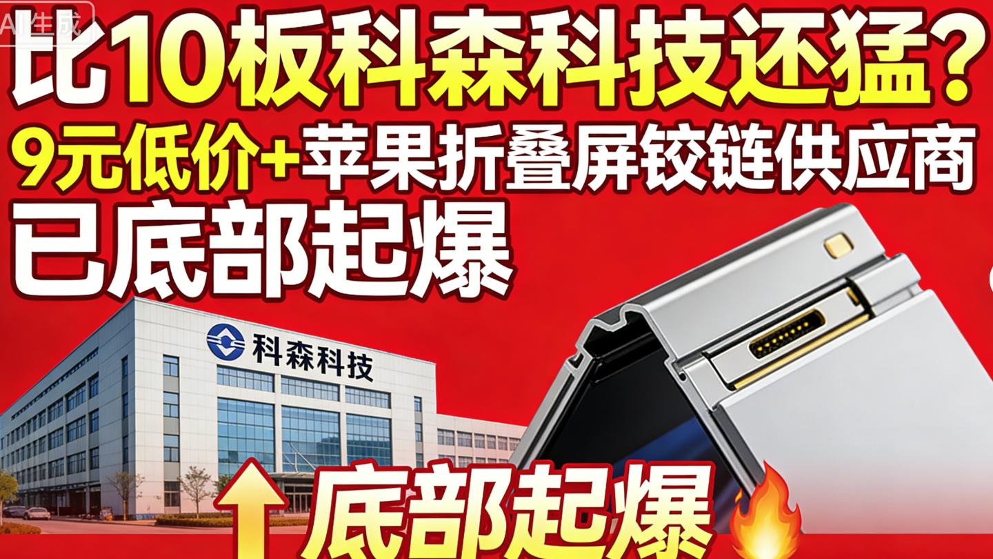 比10板科森科技还猛？9元低价+苹果折叠屏铰链供应商  已底部起爆