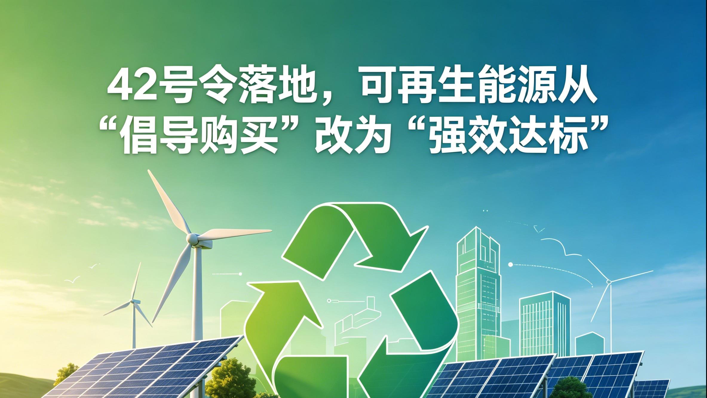 42号令落地，可再生能源从"倡导购买"改为"强制达标