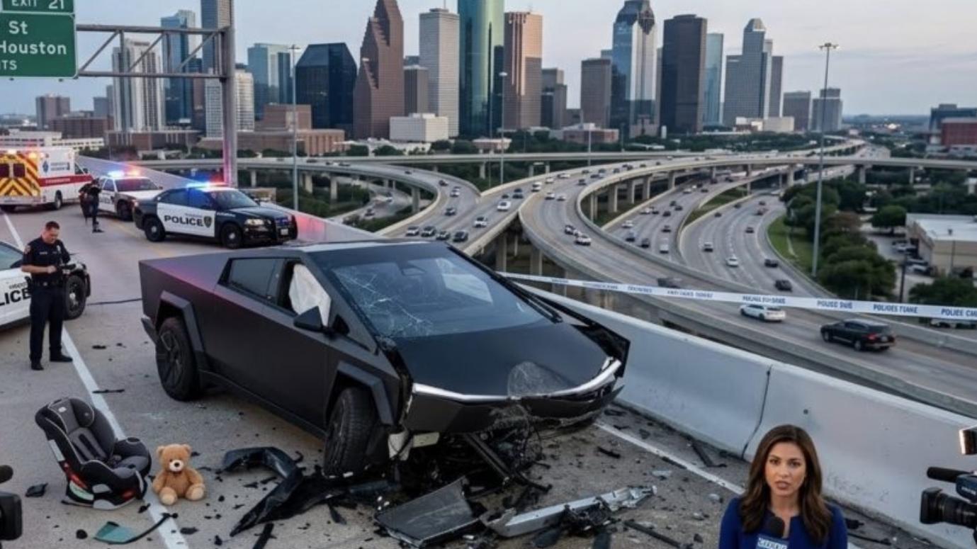 特斯拉Cybertruck FSD失控撞护栏