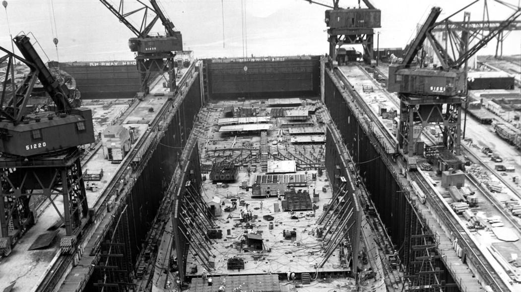 一副美国黄金时代的风采，四号舰仅一年时间，水线以下部分大致成型