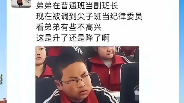 弟弟调尖子班纪律委员不开心，是升是降？警惕用成人思维衡量孩子
