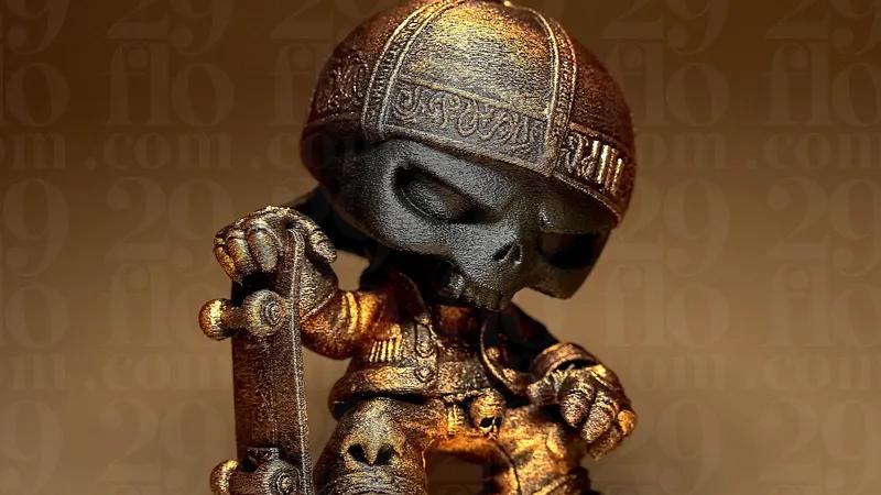 3D打印骷髅公仔手板模型-齐乐手板