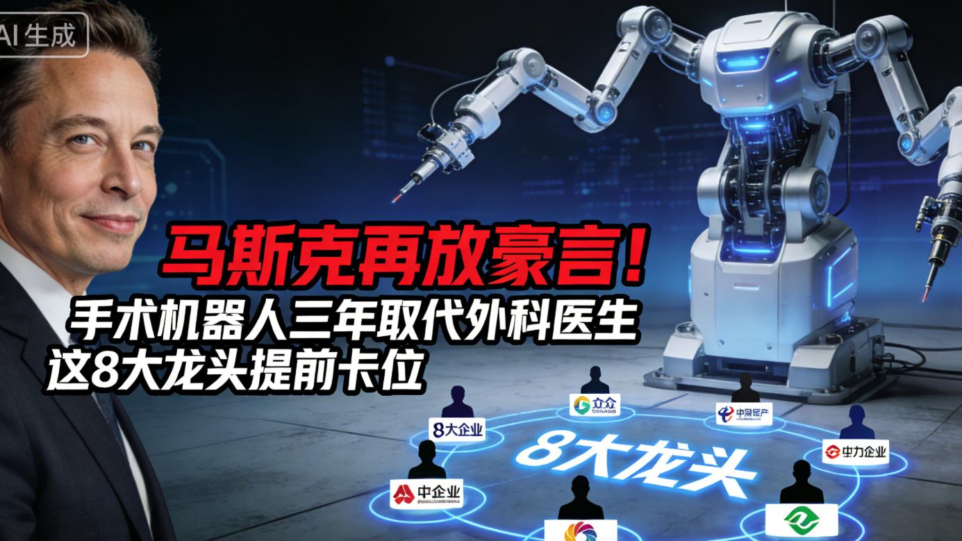 马斯克再放豪言！手术机器人三年取代外科医生  8大龙头深度卡位