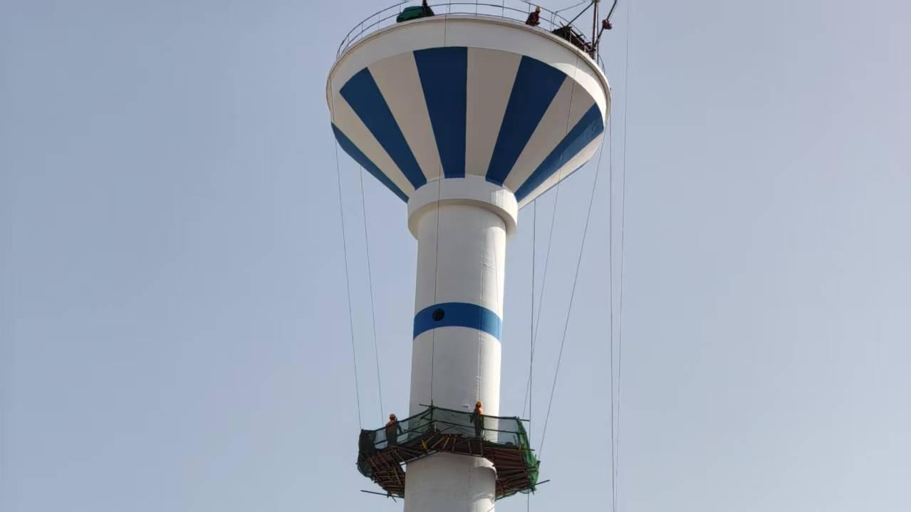 水塔新建及美化修缮完工 美化塔体焕新厂区