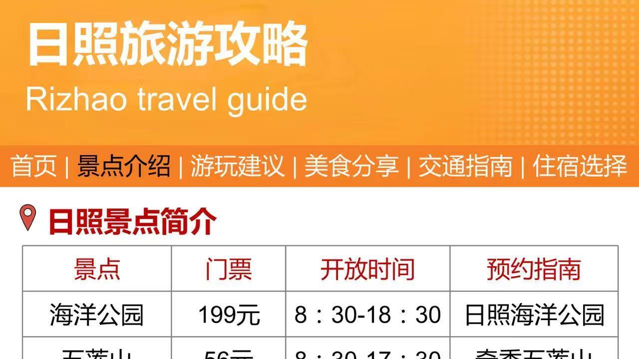 日照宝藏级攻略来啦，速速码住