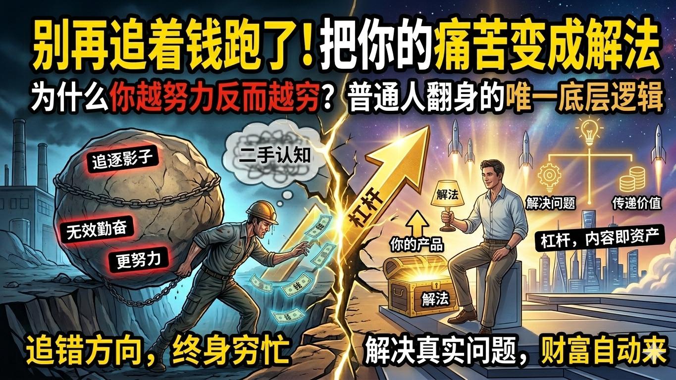 别再追着钱跑了！把你的痛苦变成解法，才是普通人翻身的唯一路径