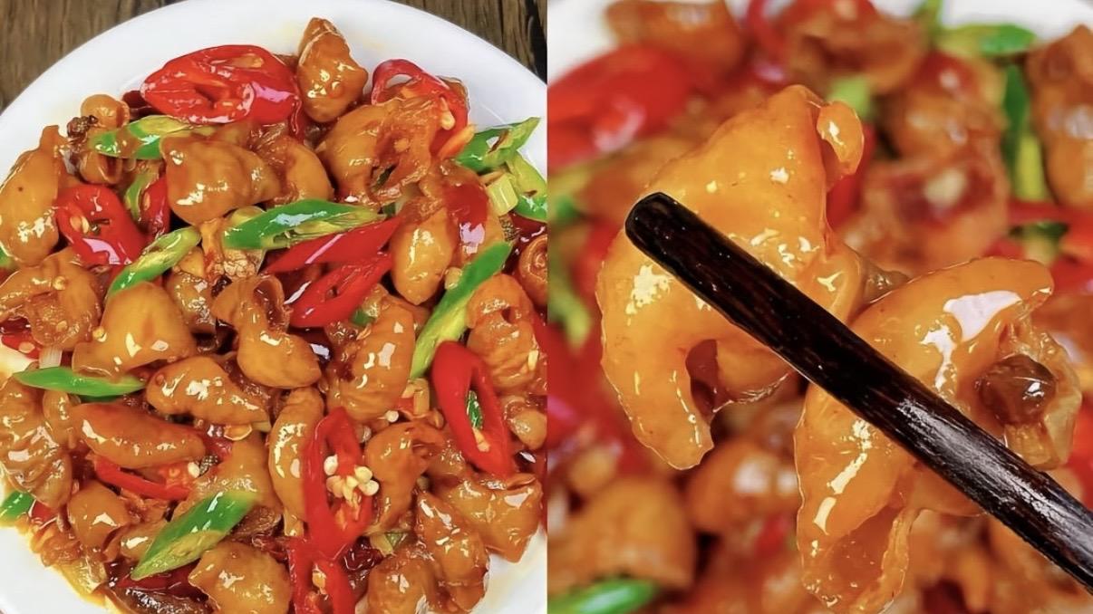 爆炒肥肠，香辣过瘾一盘光