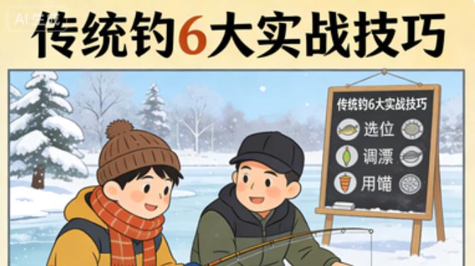 冬季野钓稳上岸！长竿短线七星漂6大实战技巧，新手也能精准找鱼口