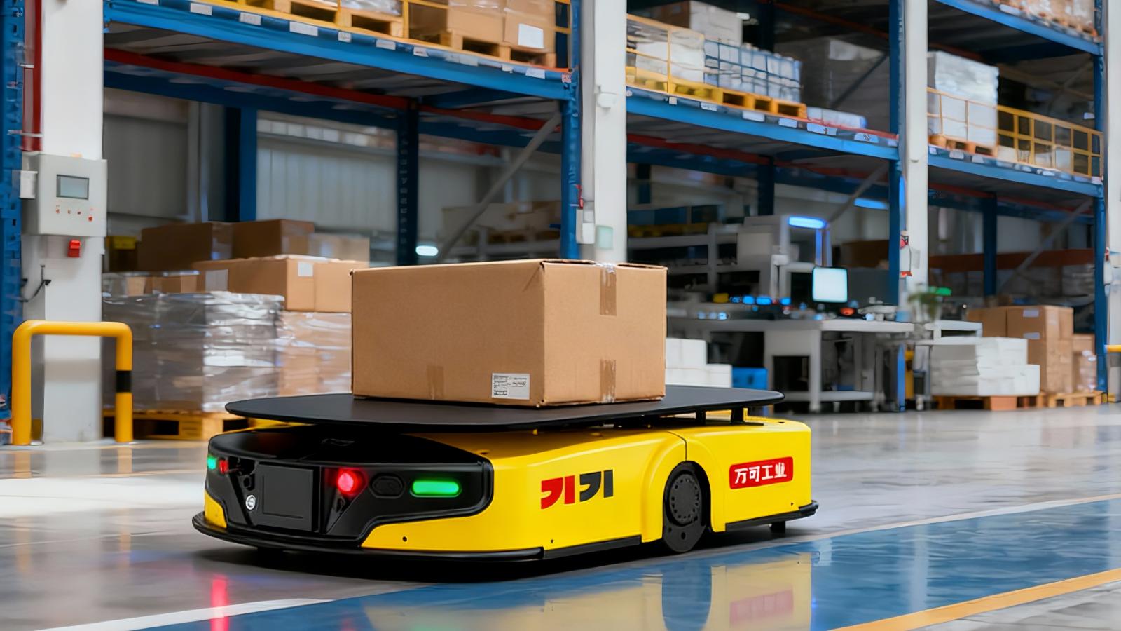 汽配车间还在靠人工推车？山东万可机床用搬运机器人你省成本