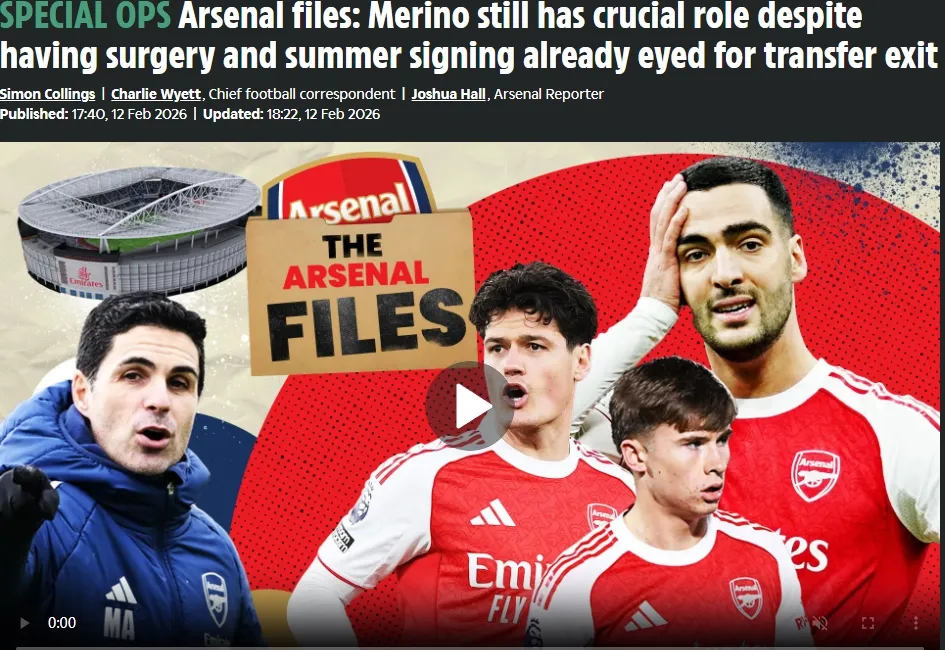 阿尔特塔暗示梅里诺将缺阵5个月！枪手极端情况1个月5战曼城！