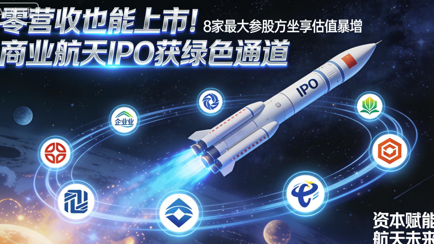 商业航天IPO加速！零营收也能上市   8家最大参股方坐享估值暴增