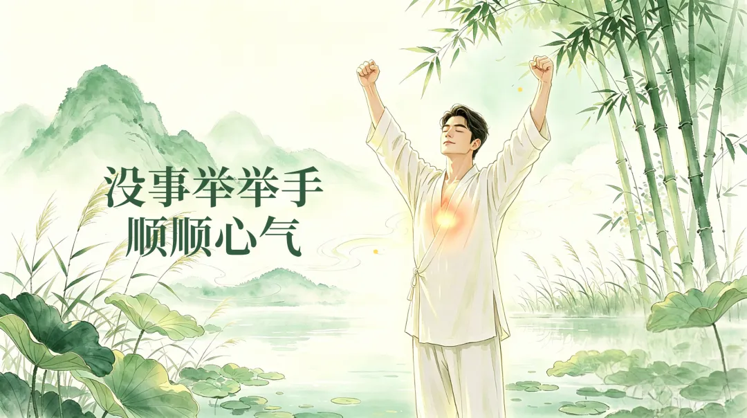 夏天没事举举手，可以通人的心气，让身子轻松