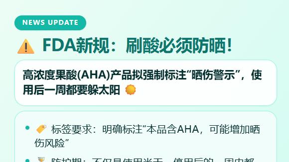 FDA建议 AHA果酸护肤品标注"防晒提醒"