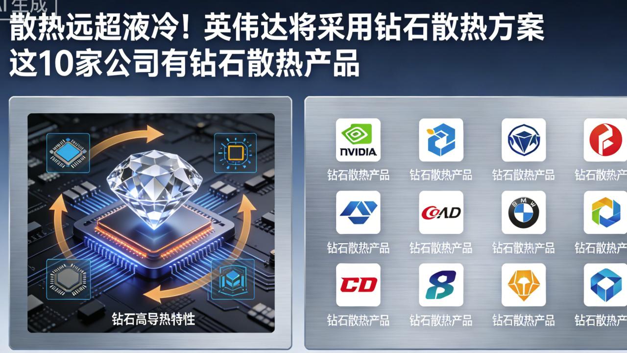 散热远超液冷！英伟达采用钻石散热方案  10家公司有钻石散热产品