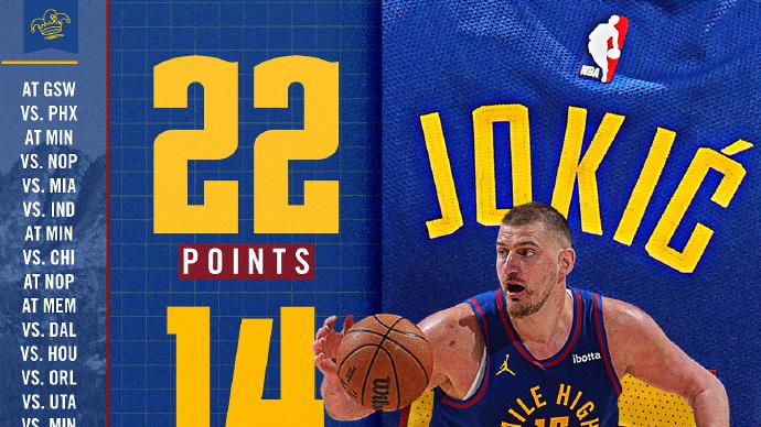 掘金力克开拓者，胜场差追平火箭！约基奇22+14+14，穆雷22分7助