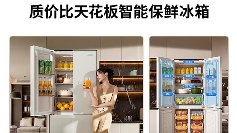 70cm宽小户型白色十字门冰箱，预算2000元推荐海尔大白405
