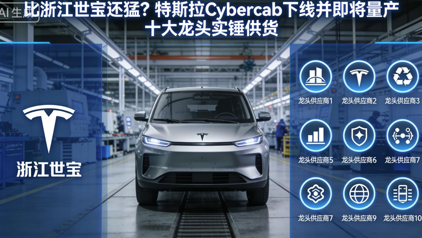 比浙江世宝还猛？特斯拉Cybercab下线且将量产  十大龙头实锤供货