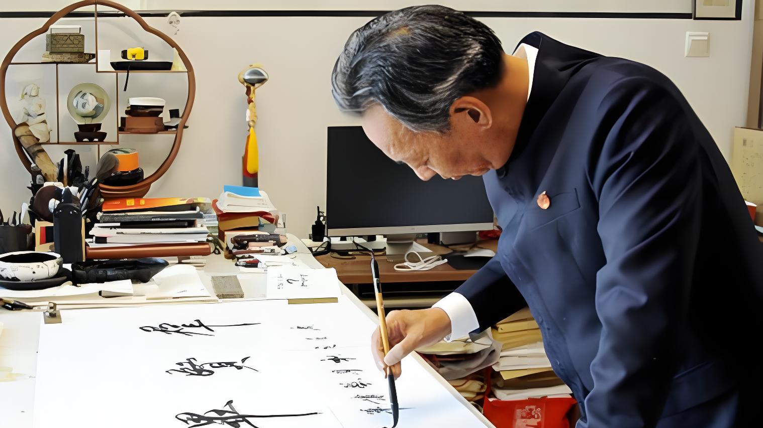 马跃新程书锦章：张业军泼墨贺岁润心房