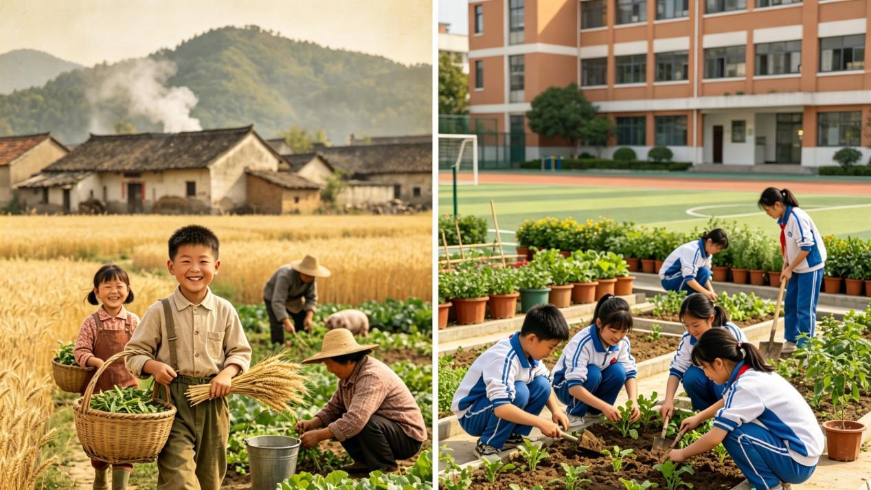 五一劳动节今昔对照：儿时乡土劳作乐 如今少年实践悟初心