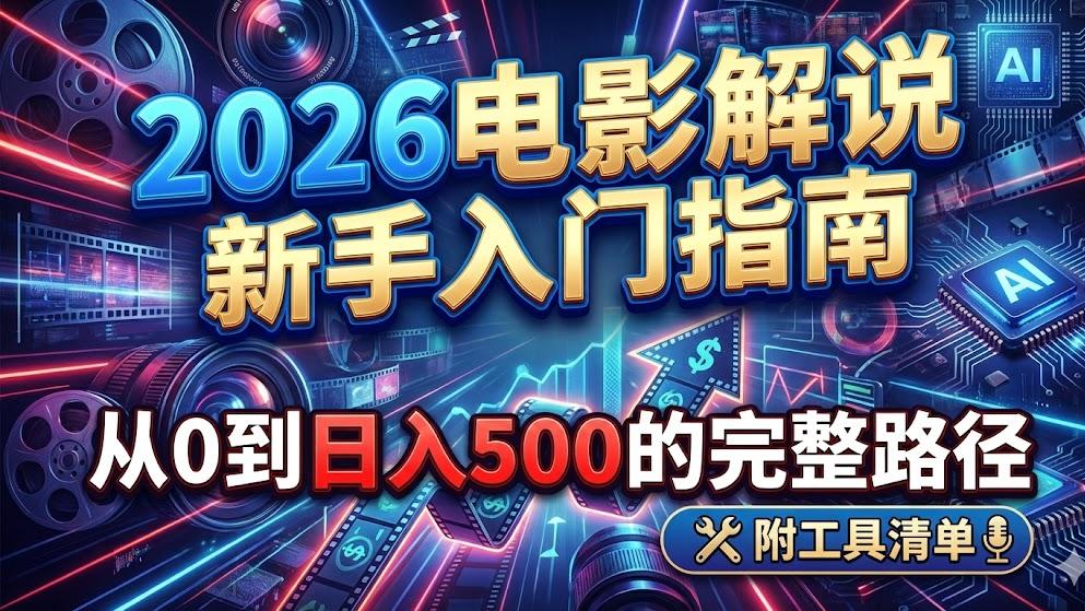 2026电影解说新手入门指南：从0到日入500的完整路径（附工具清单）