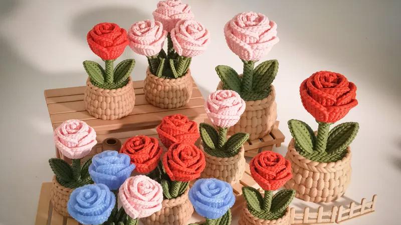 3D打印针织玫瑰摆件手板模型-齐乐手板