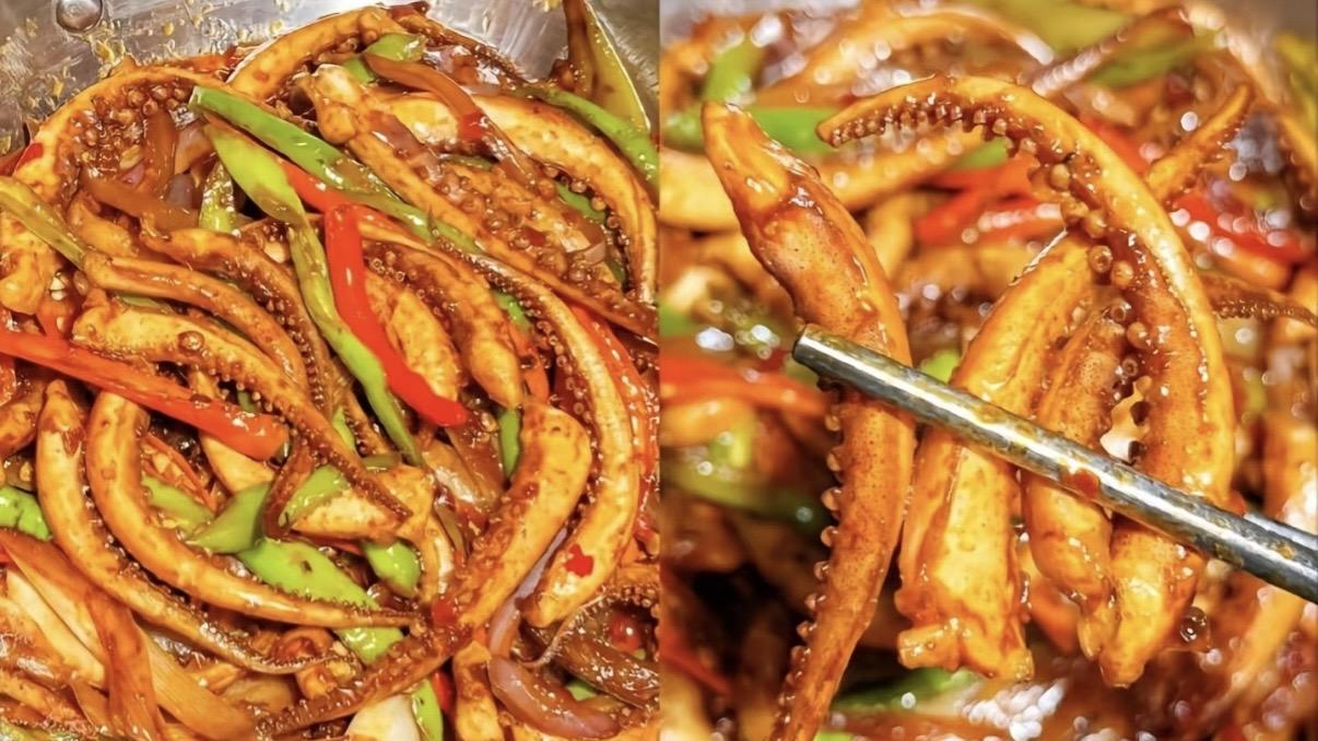 香辣鱿鱼脆嫩弹牙，红油亮泽超诱人