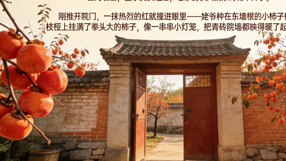 姥爷种的小柿子红了，藏着一整个秋天的温柔
