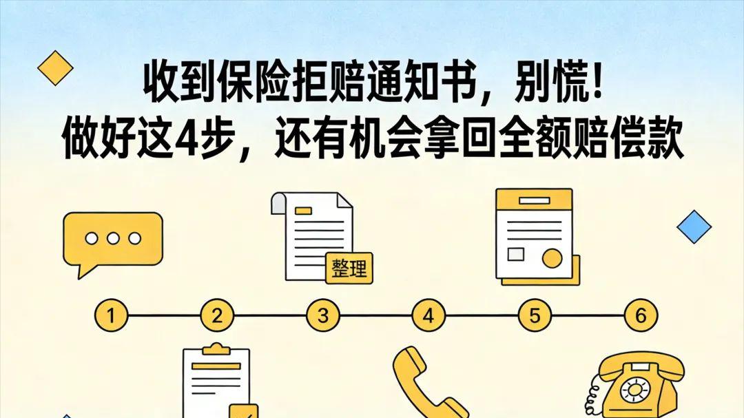 收到保险拒赔通知书，别慌！做好这4步，还有机会拿回全额赔偿款