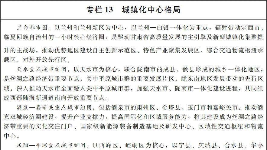 告别兰州独大？甘肃力挺天水、酒泉，强推省域副中心！