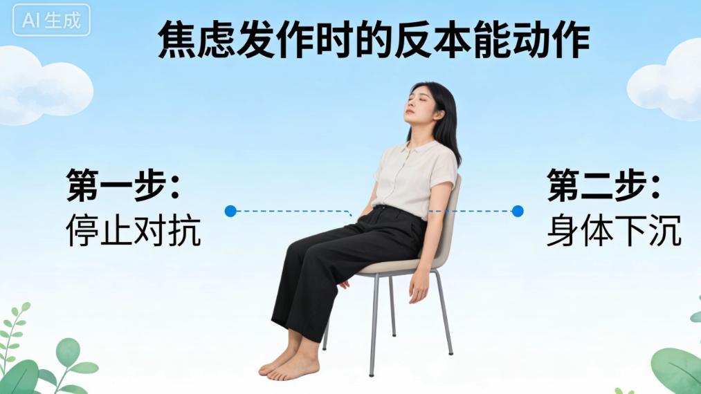 当焦虑发作时，试试这个反本能动作，不是对抗，而是往下沉。