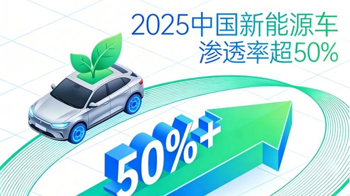 2025年中国新能源汽车渗透率超50%，每卖两辆车就有一辆是新能源