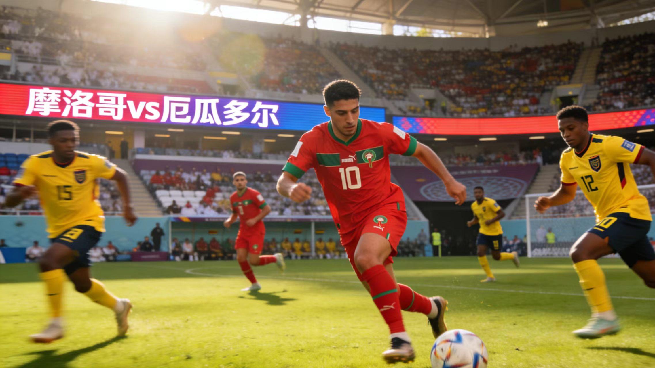友谊赛，摩洛哥对阵厄瓜多尔。