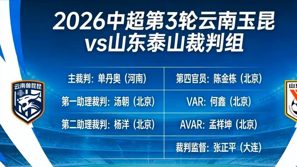 赢球难了！泰山VS玉昆：5位北京裁判执法！鲁媒：只能说这是巧合