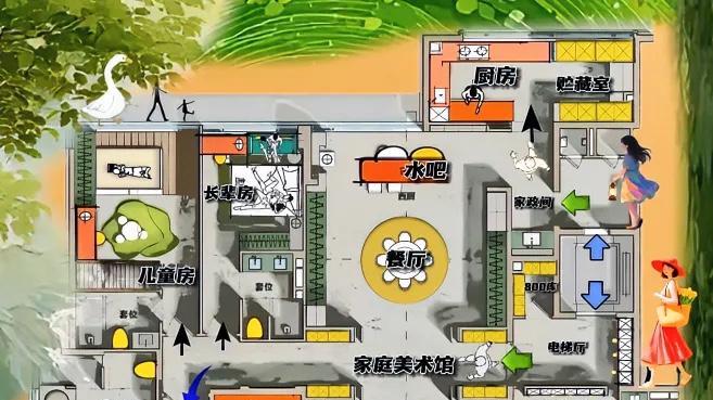 有良心293㎡，洄游开窃了，电梯厅变800库+端景+洗衣房，扩容新定义！