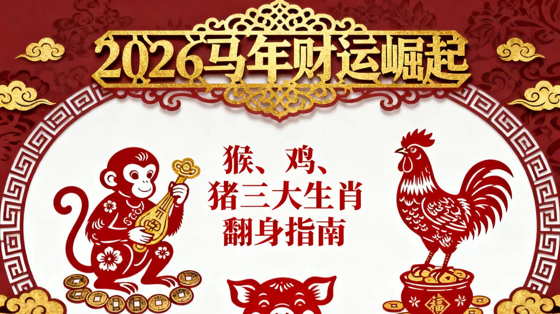 2026马年财运崛起：猴、鸡、猪三大生肖翻身指南