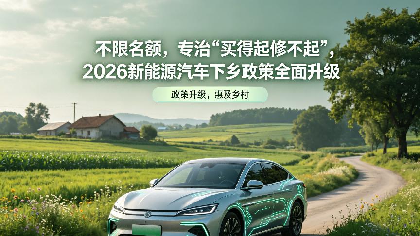 不限名额，专治买得起修不起, 2026新能源汽车下乡政策全面升级