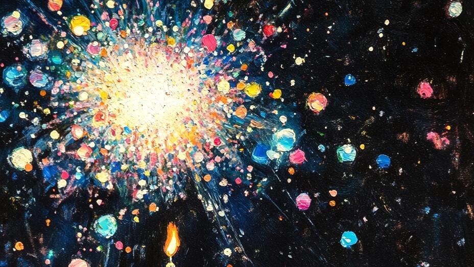 油画风格生日用的红包封面