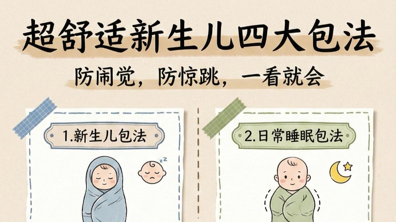 新手爸妈必学！襁褓包法大揭秘